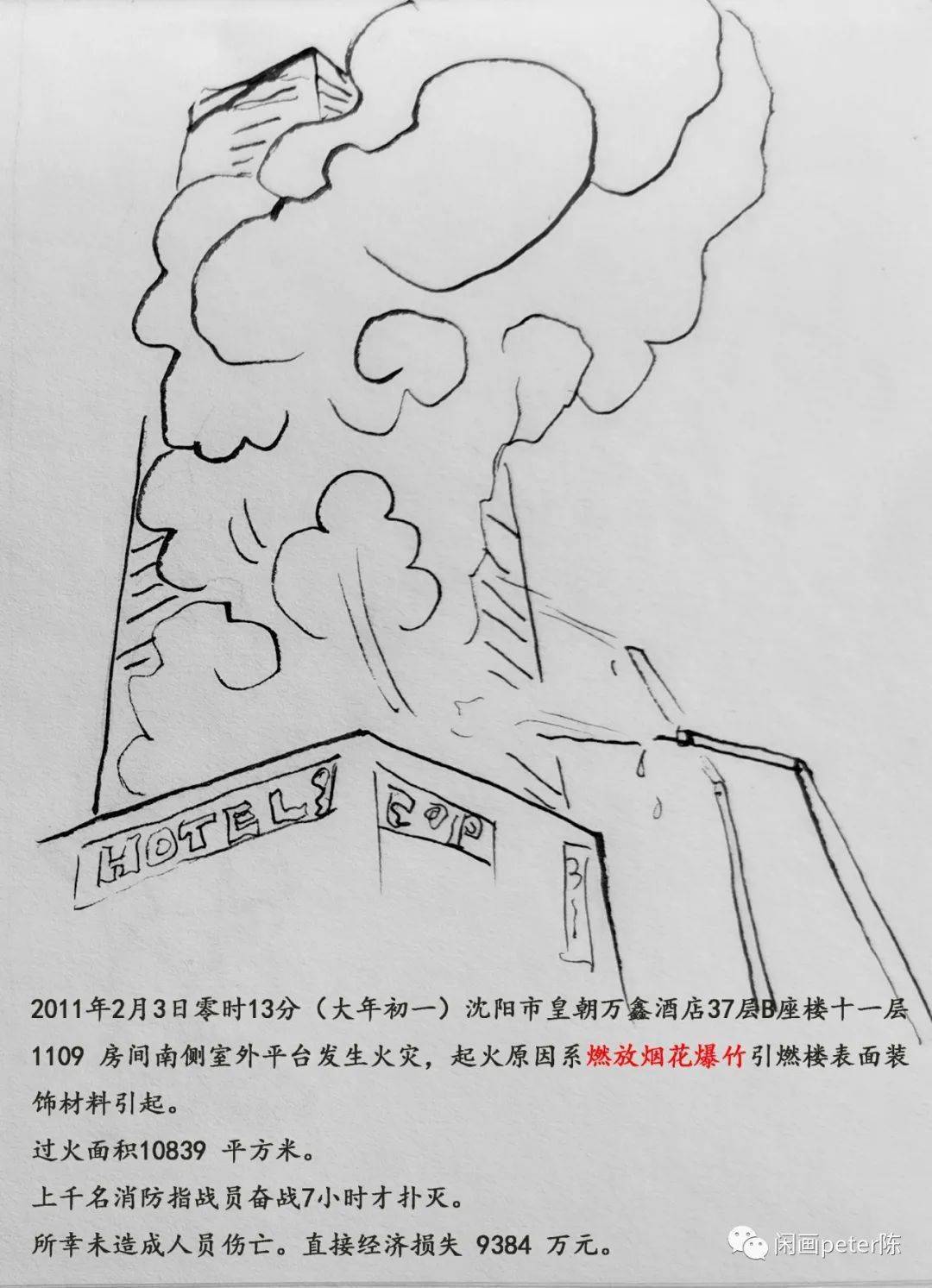 画着火的高楼大厦图片