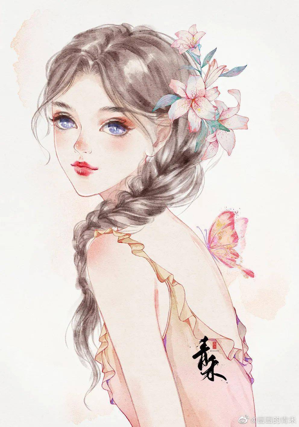 一组绝美人物头像插画