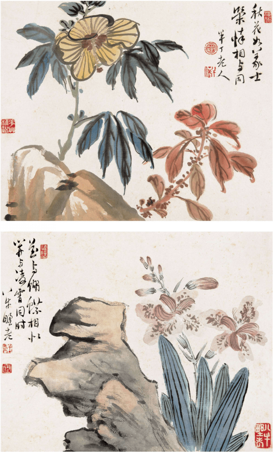 咫尺之间花草精神：陈半丁花卉册页赏析_风格