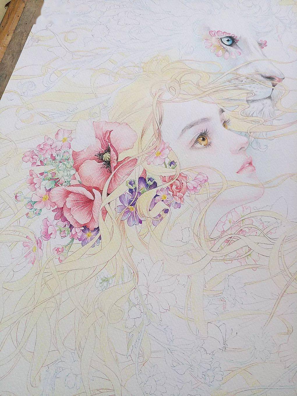 仙气逼人的彩铅插画,令人心醉,谁不喜欢呀!_唯美