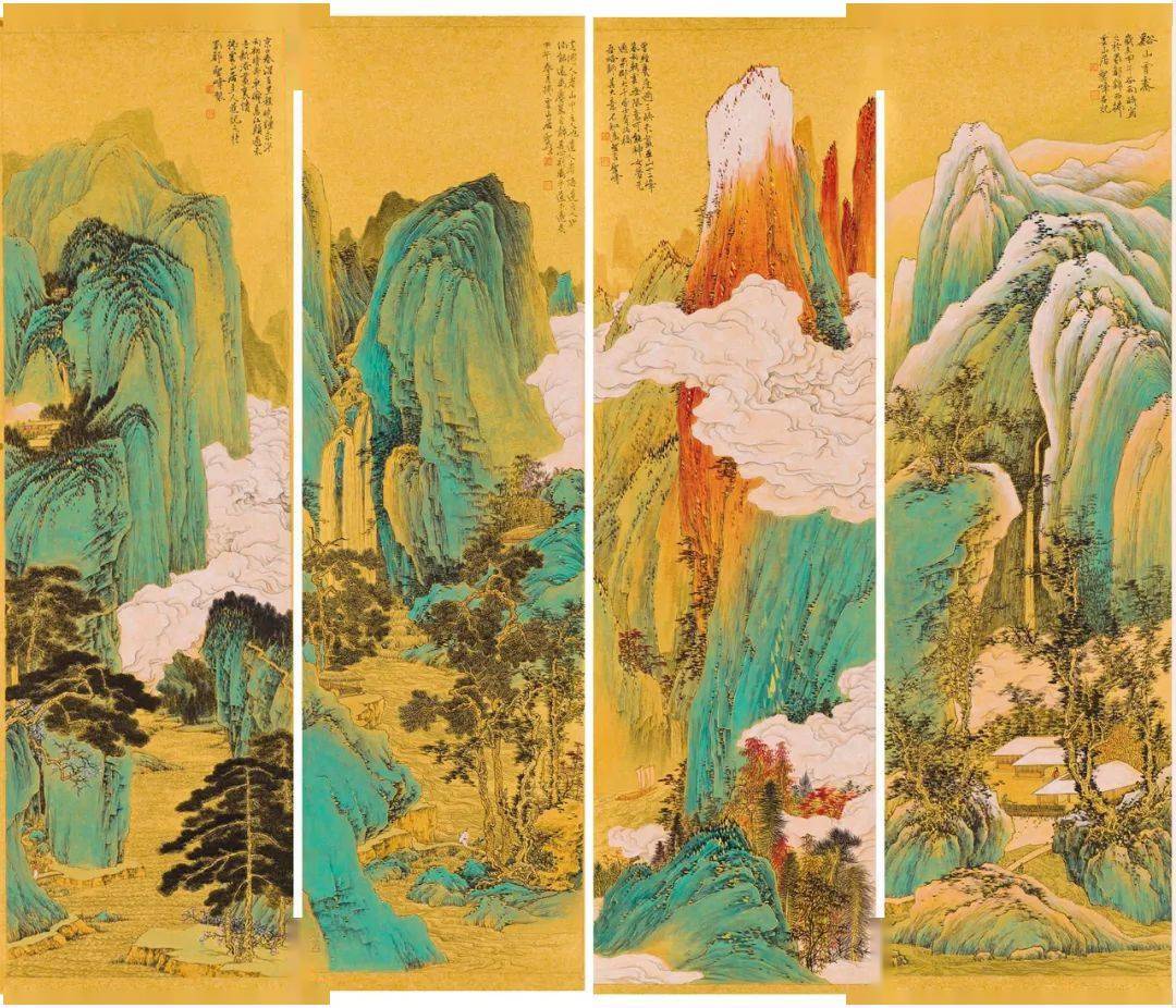 一组精密严谨的青绿山水雅致美