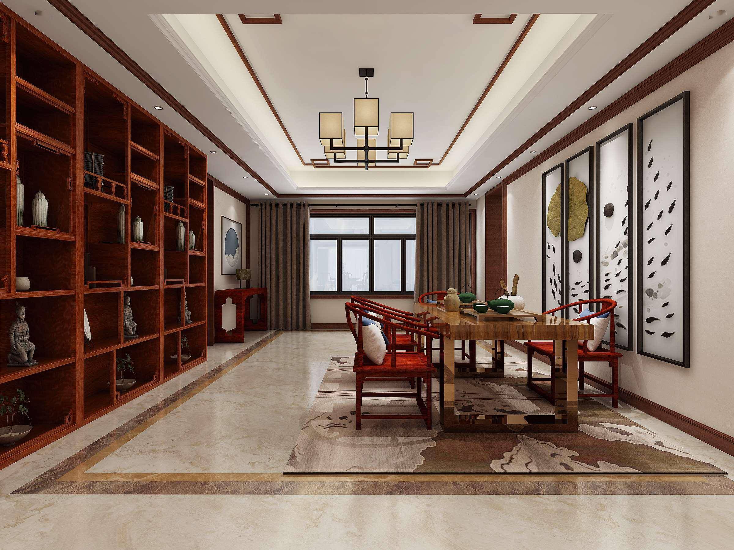 难怪中式风越来越流行215㎡中式红木别墅处处都藏着高级感