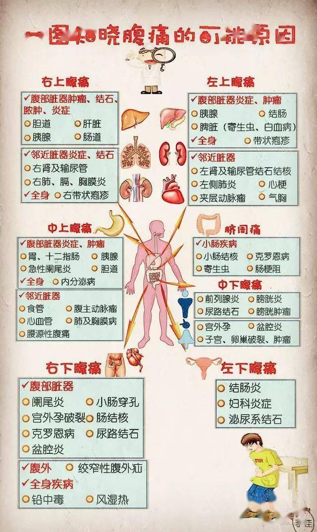 一图读懂:7 种常见腹痛的各大病因