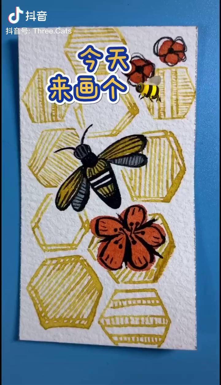 画只蜜蜂水彩手绘蜜蜂