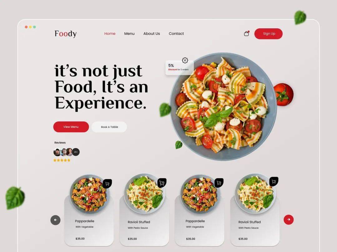 foody restaurant website design ui by tazrin