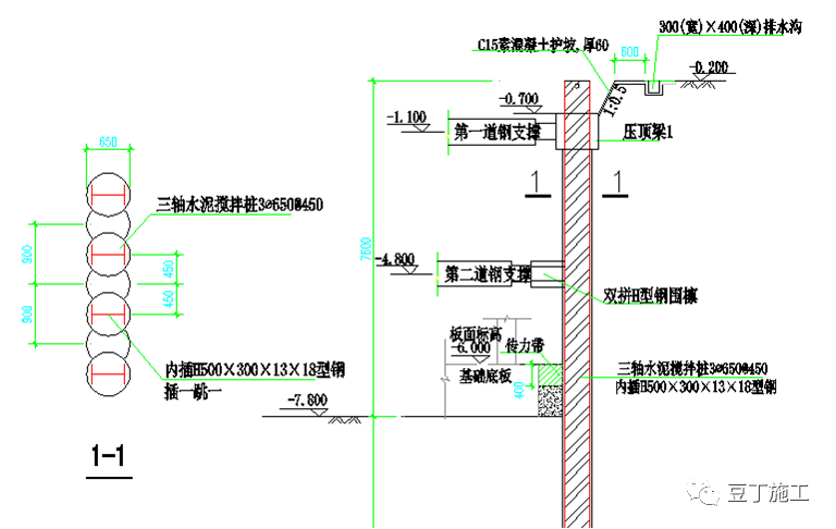 cad基坑平面图和剖面图图片