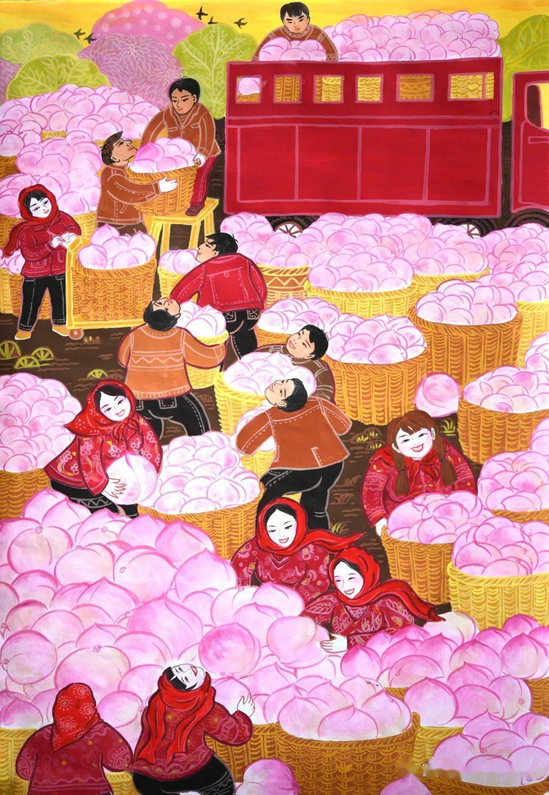 典藏作品 ▲ 《又是一个丰收年》76cm×53cm 王海伦 山东青州