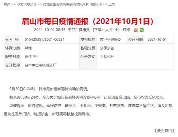 尚在|眉山連續597天0新增，四川新增確診病例1例（境外輸入）