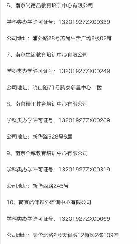 王颖|最新公示！南京19家培训机构暂停线下复课