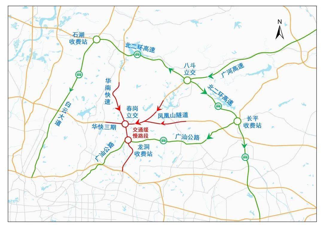 公路进入市区,或者进入广佛肇高速凤凰山段黄麻收费站转广汕公路进入