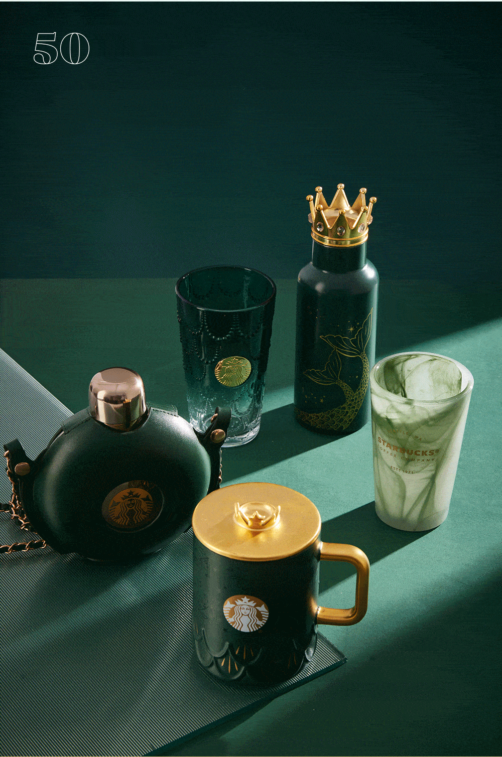 星巴克50周年纪念款星杯双尾siren塞壬金色调闪耀现身