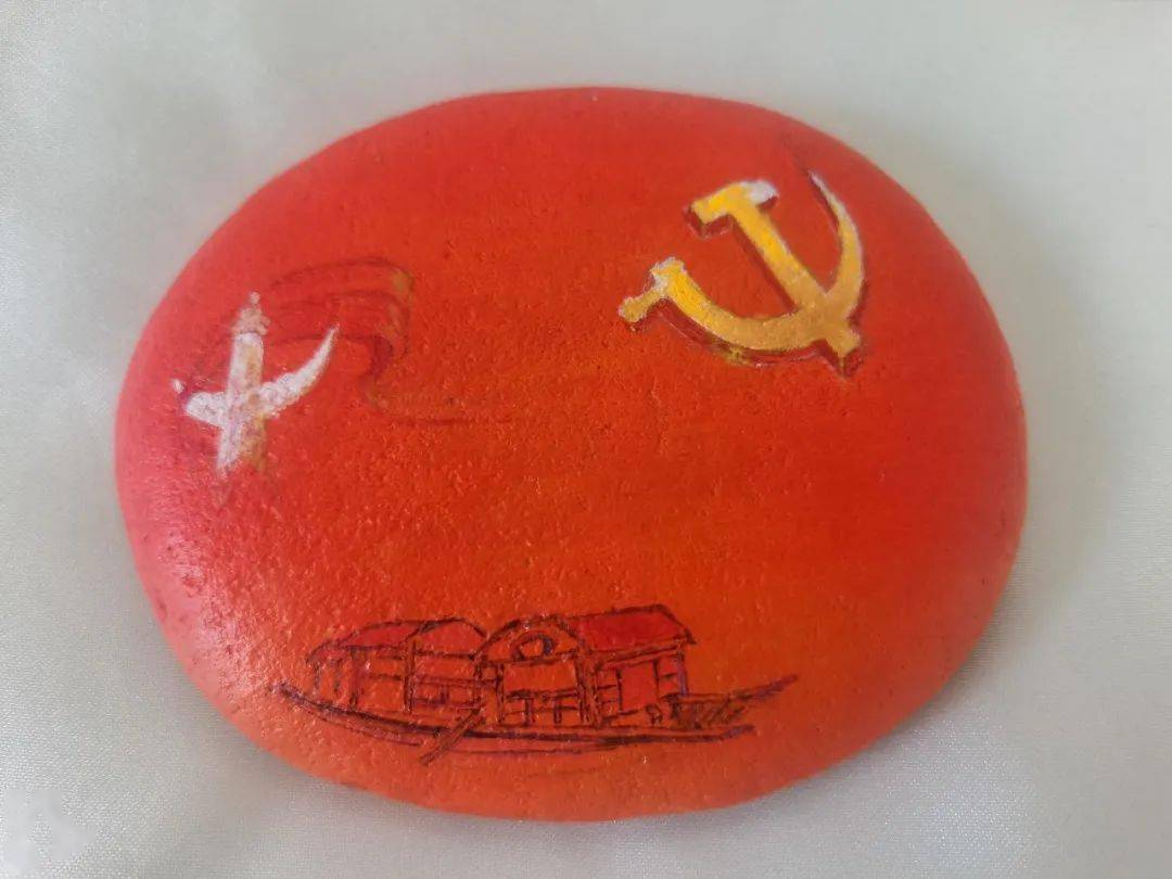 红色革命文化石头画图片