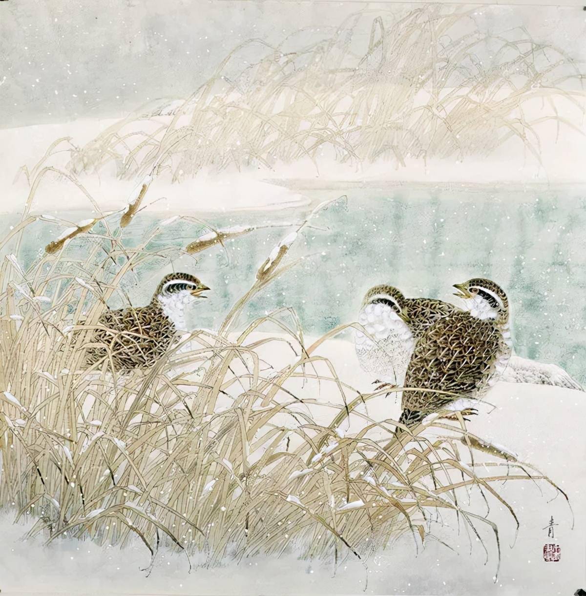 且向花间留新照陈禾青工笔花鸟画