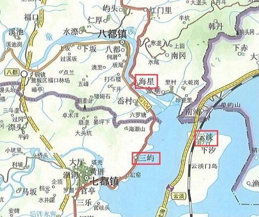 图16 填海前霍童溪入海口地图(来自《宁德市地图册》)图17 填海后霍童