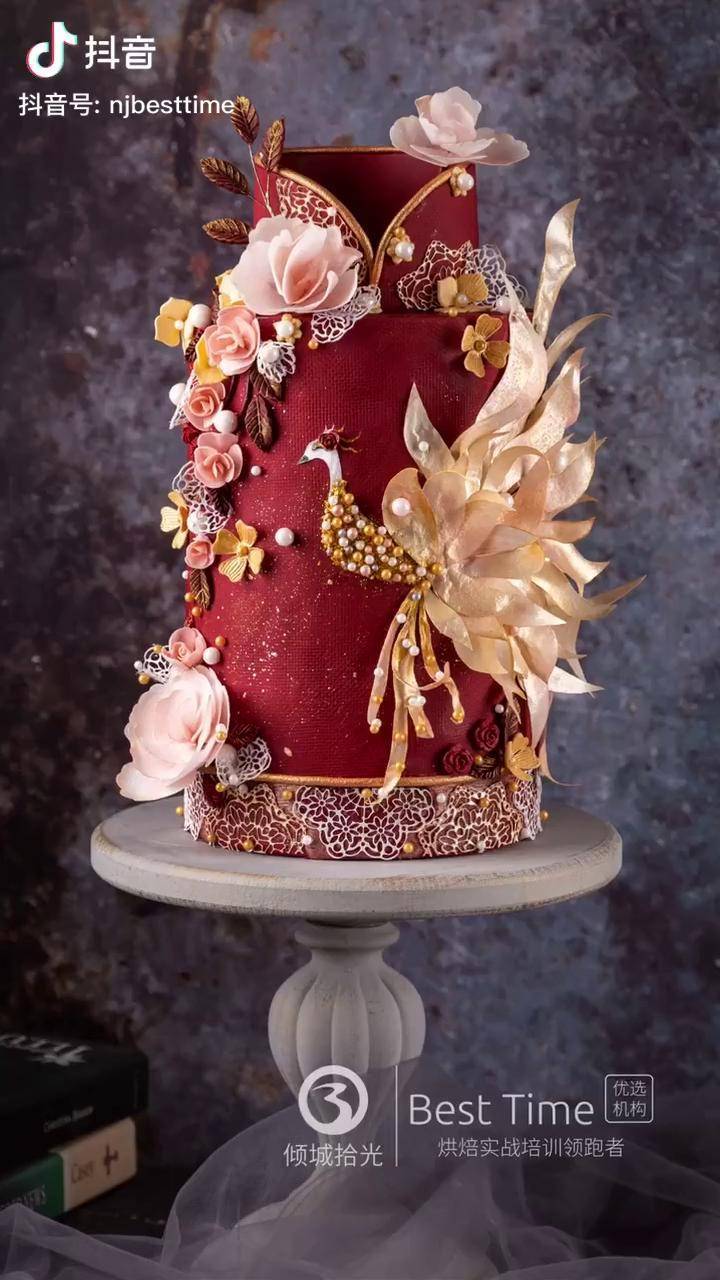 宫廷风唐装蛋糕中国元素实在太美翻糖蛋糕翻糖培训翻糖