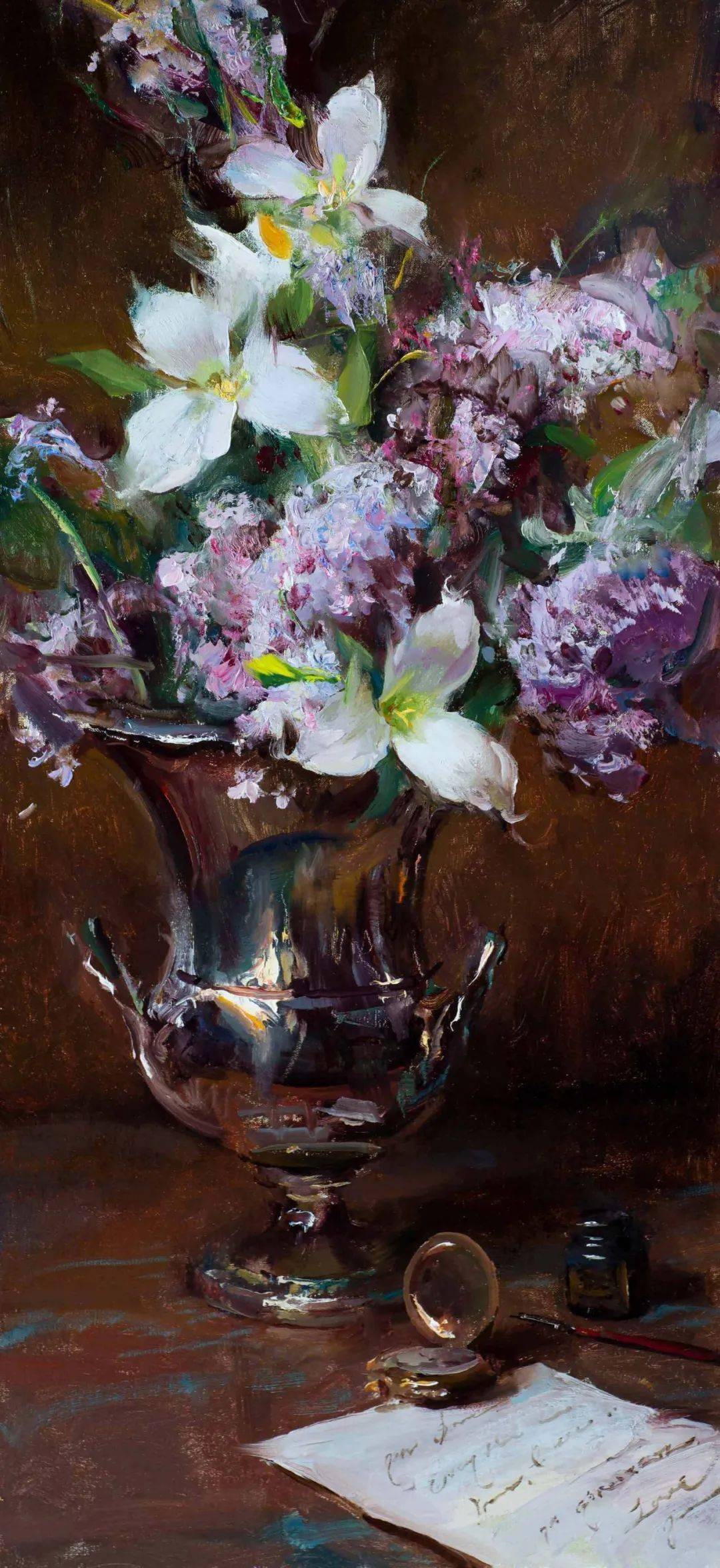 美国画家丹尼尔格哈茨静物花卉油画