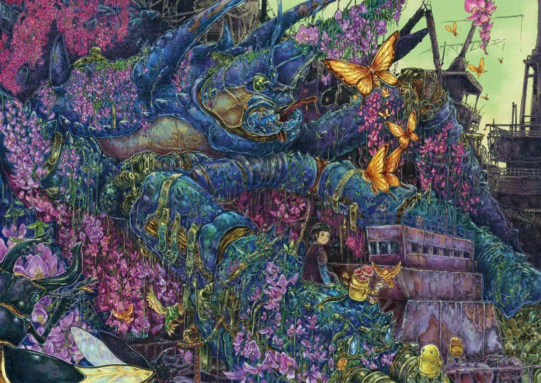 是的,他的插画复杂到你懒得抄!