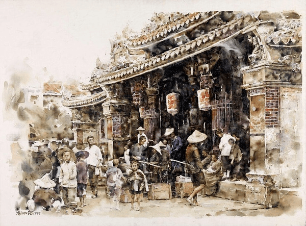 台湾知名水彩画家谢明锠的水彩作品:画风平实,善用技法!_版权 台湾知名水彩画家谢明锠的水彩作品:画风平实,善用技法!_版权
