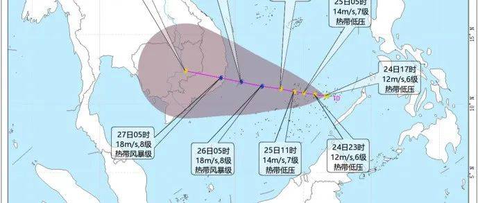 南海热带低压生成！或于24小时以后发展为台风，27日白天在这里登陆→夜间 1177