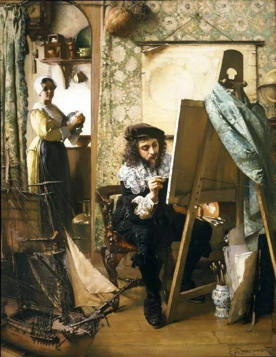 vermeer in his studio, 1890johannes vermeer约翰内斯·维米尔维
