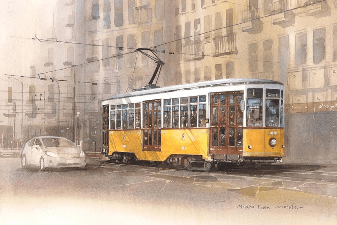 日本水彩画家渡部政人masatowatanabe作品欣赏火车系列