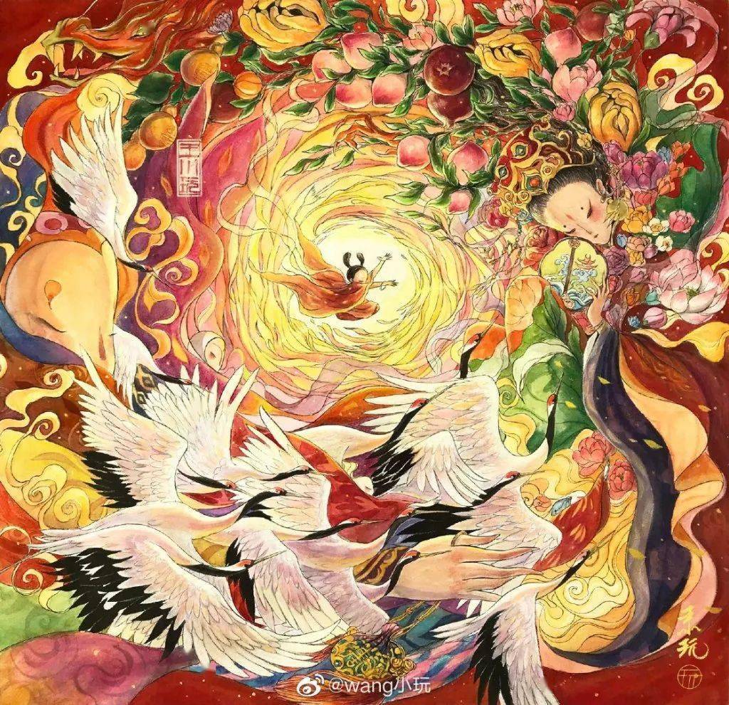 跪了她的新国风插画惊艳绝伦唯美瑰丽的场景宛若仙境网友惊呼太绝美