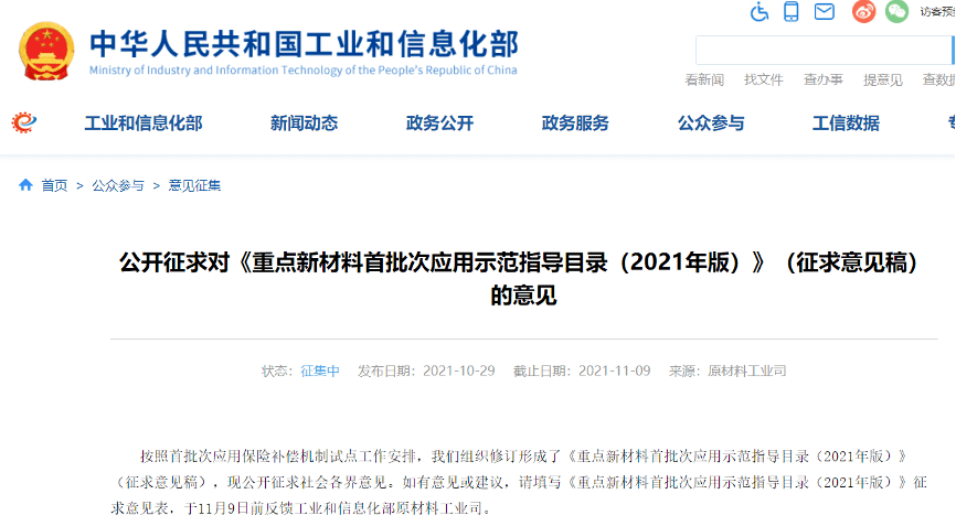 熱點重點新材料首批次應用示範指導目錄2021年版公示一批高性能纖維及