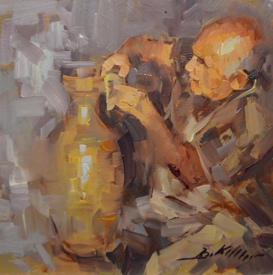 土耳其画家布伦特·基尔奇粗狂,色斑油画作品欣赏_lent