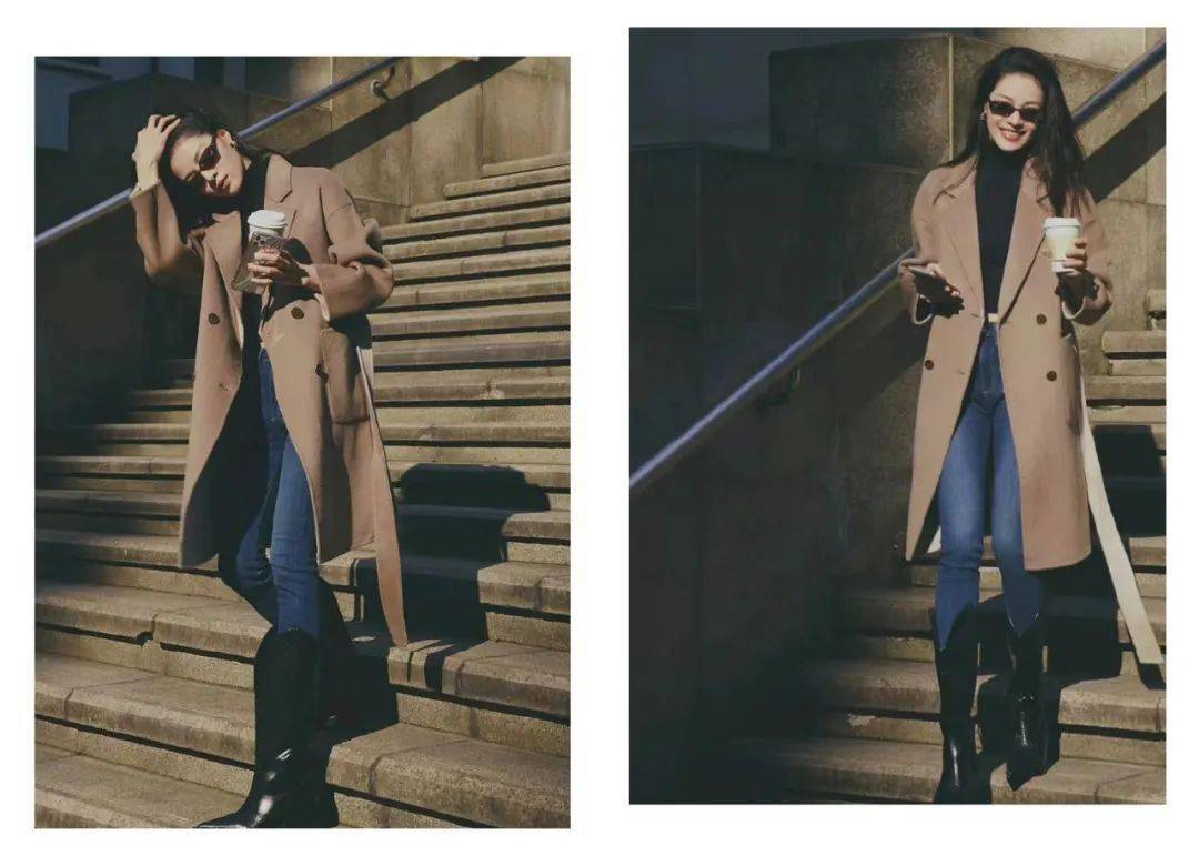 高领衫 长大衣+直筒裤=气质翻倍，这一套谁不说绝！