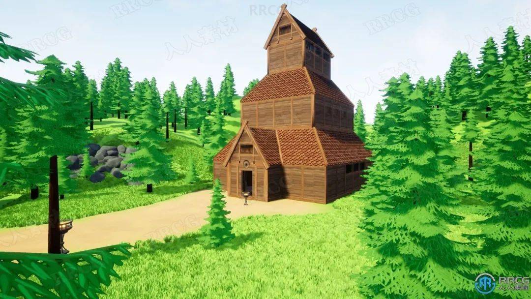 风格化卡通室外森林小木屋环境场景unreal engine游戏素材资源_unity
