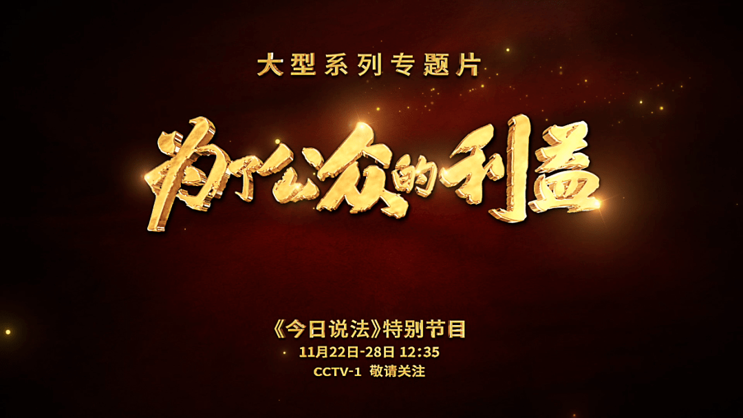 11月22日至28日 每天中午12:35 cctv1《今日說法》欄目 《為了公眾的