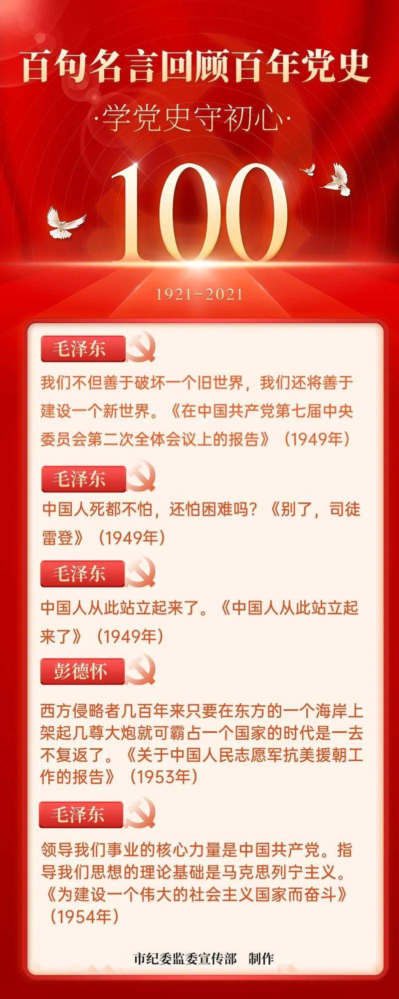 百句名言回顾百年党史 党史 名言