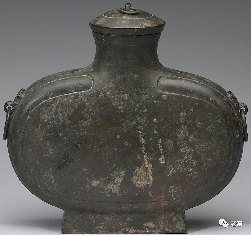 汉 兽环扁壶 台北故宫博物院馆藏汉 兽耳环蒜扁壶