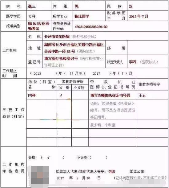 執業助理醫師報考執業醫師執業期考核證明