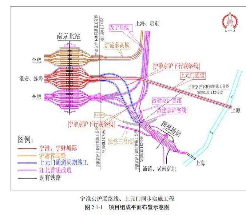 crts 雙塊式無砟軌道結構,鋪設跨區間無縫線路,設六合西站,南京北站 2