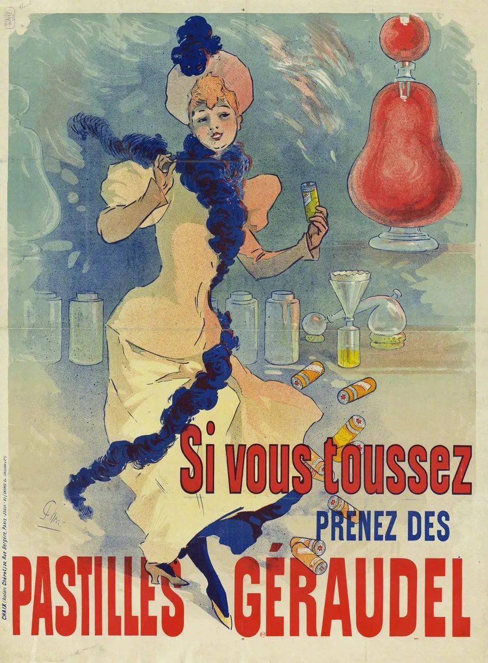 法国艺术家的复古风格插画海报