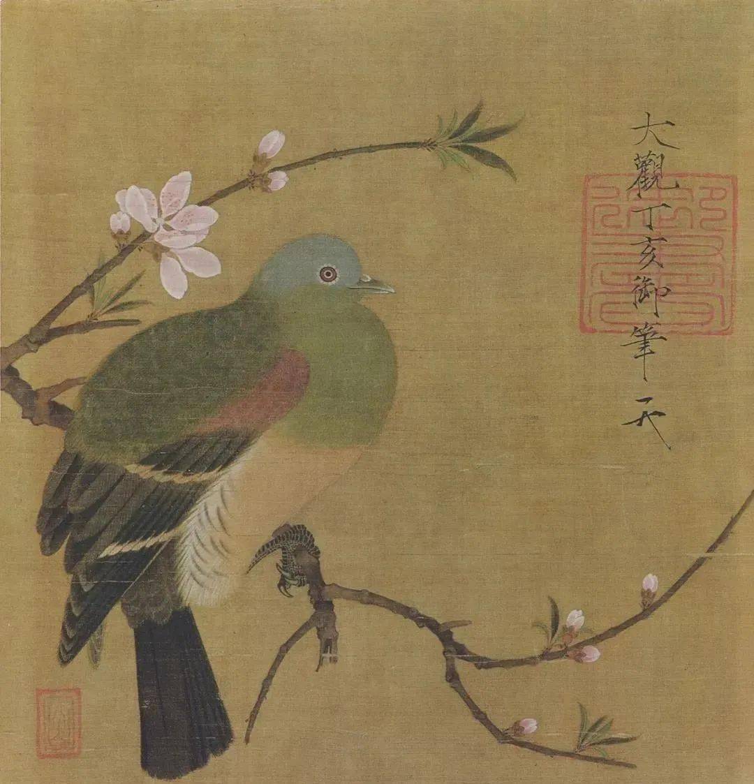 宋徽宗 花鳥 宋元名人花鳥合璧冊宋徽宗杏花鸚鵡- 故宮