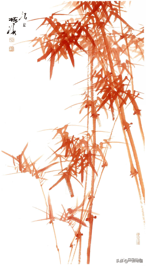 彩墨花鸟画法——墨竹画法_叶子呈_步骤_竹子