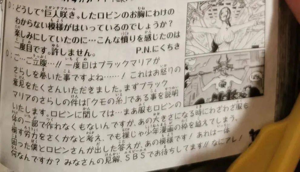 布是|尾田回答：羅賓“巨人開花”的胸部給弄成了莫名其妙的樣子啊？