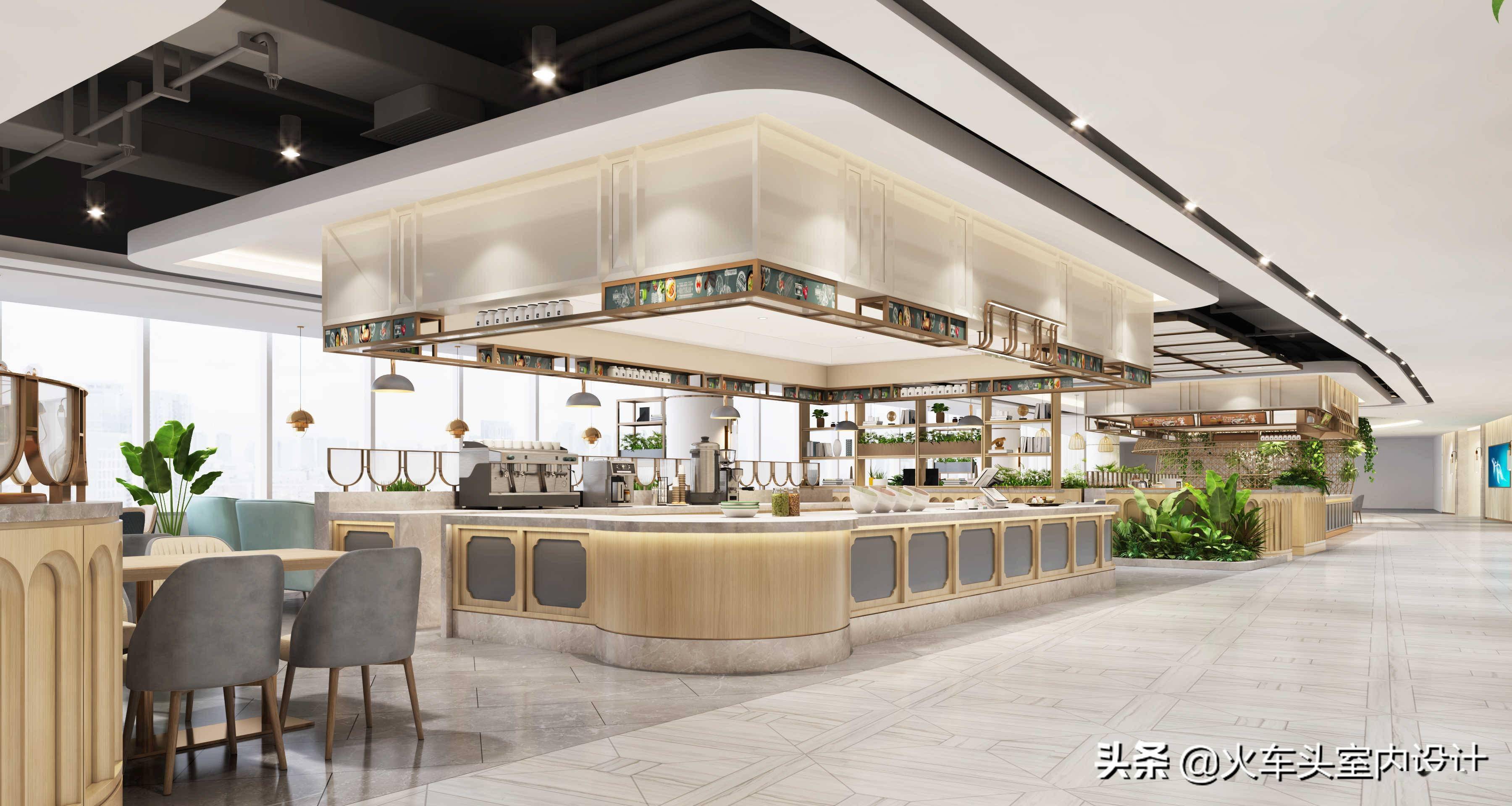 h82企业餐厅员工餐厅食堂室内设计效果图32套美食城档口大厅设计