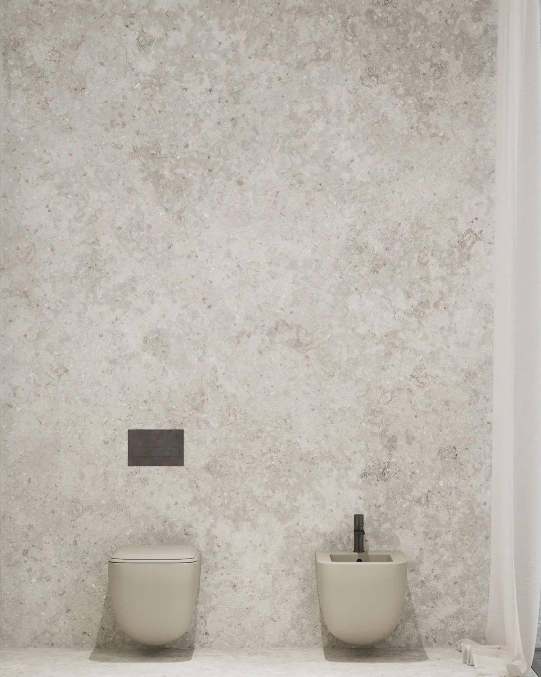 design rush新作,光滑的微水泥装饰塑造了这个极简家居