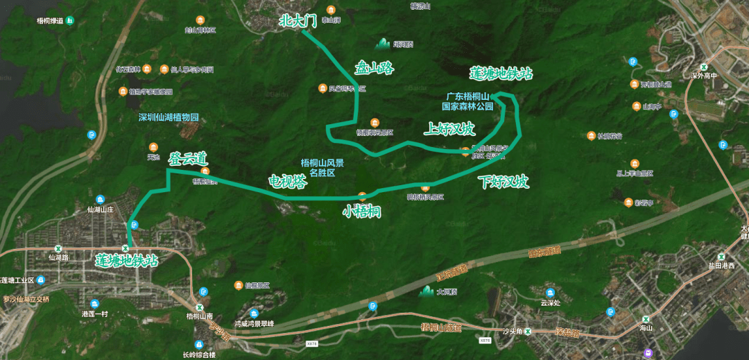 梧桐山泰山涧路线图图片