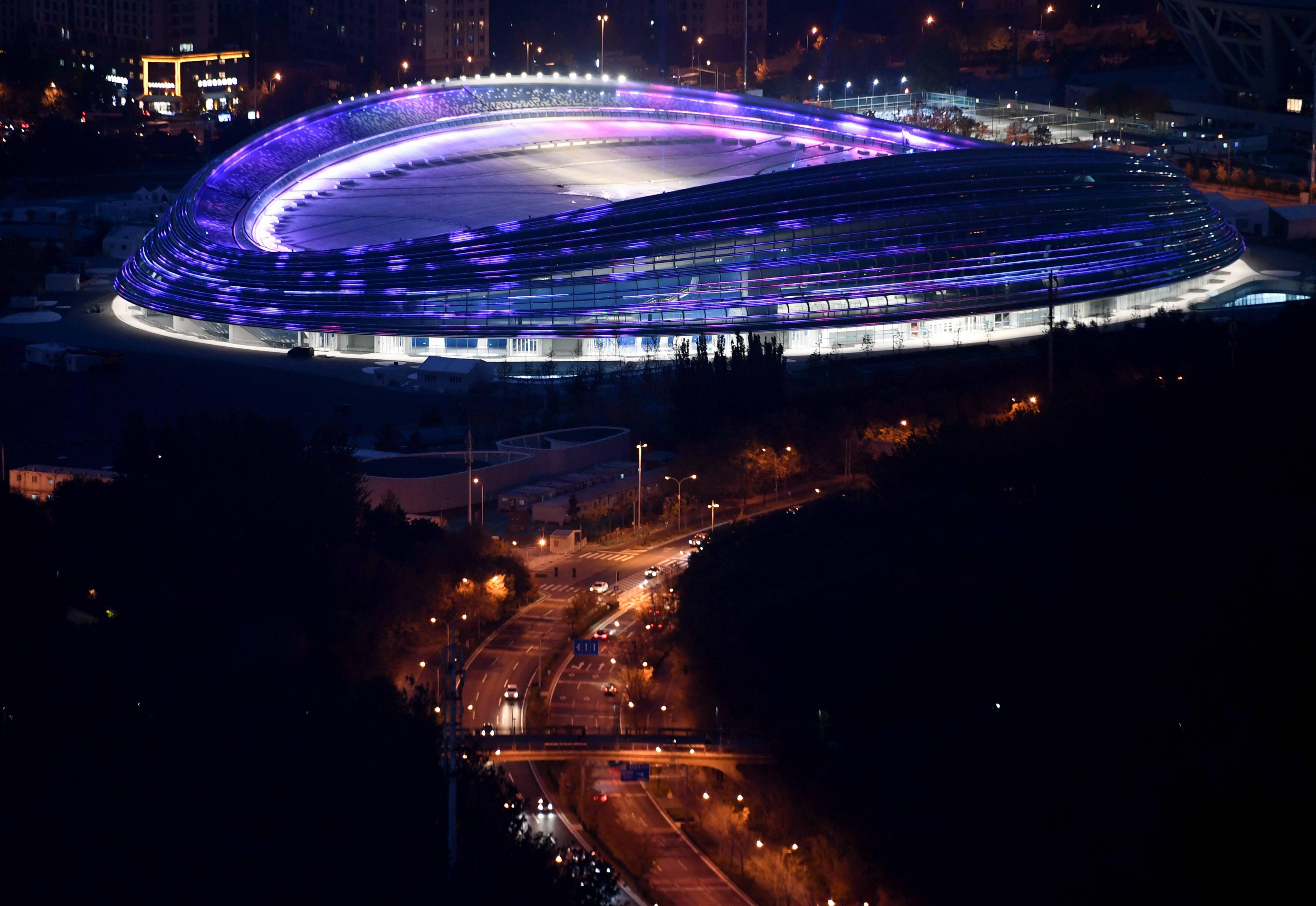 摄(配本社同题文字稿)这是2021年10月28日拍摄的国家体育场夜景