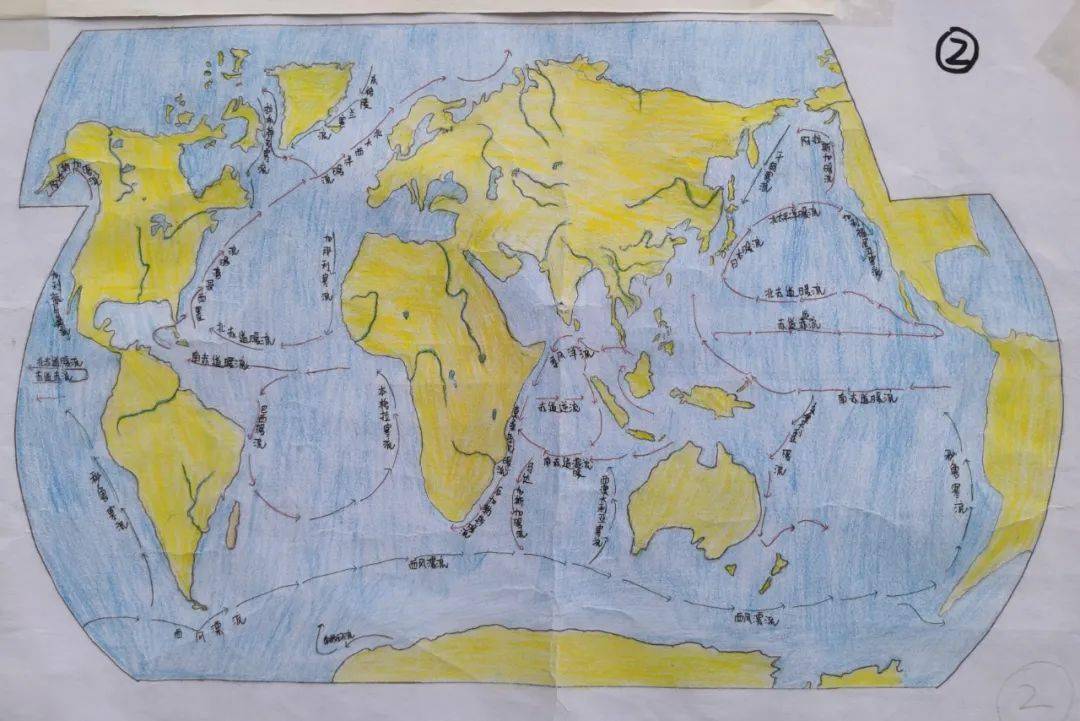 手绘世界洋流图图片