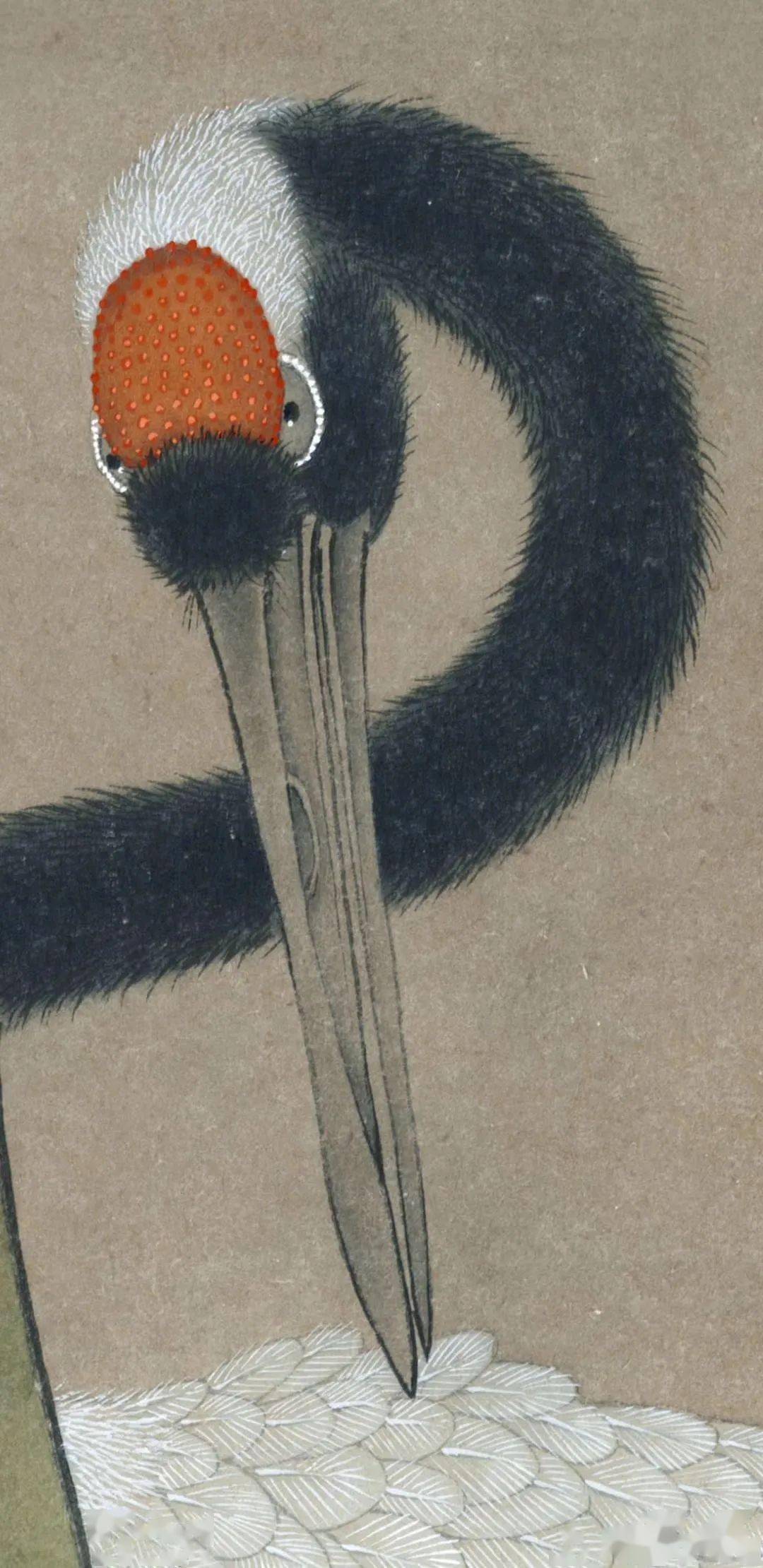 临明边景昭竹鹤图轴工笔绘制解析