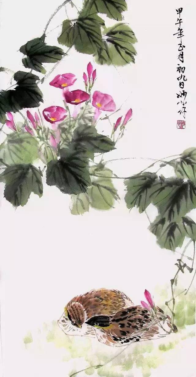 100幅特别漂亮的牵牛花作品_国画_合作_教程