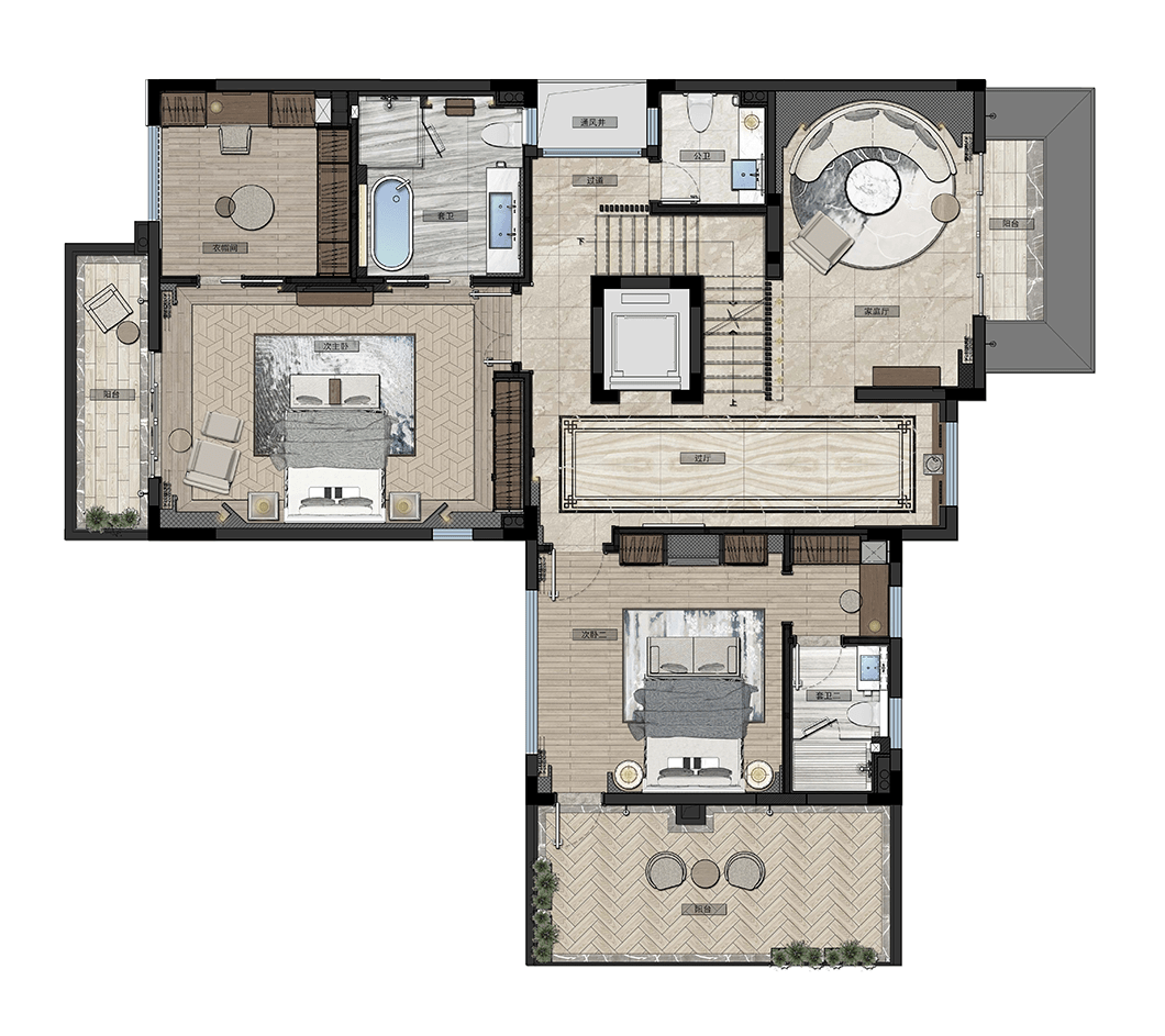 1000平新中式别墅大宅移步换景雅韵清风