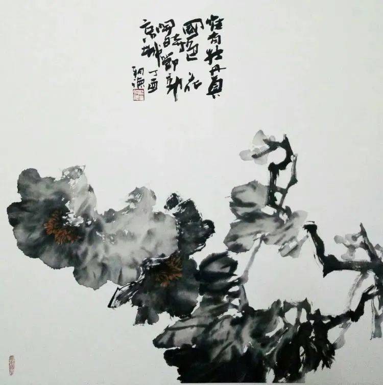 【国画天地】古韵浓厚又不缺乏现代气息的水墨牡丹_梁朝德_创作部