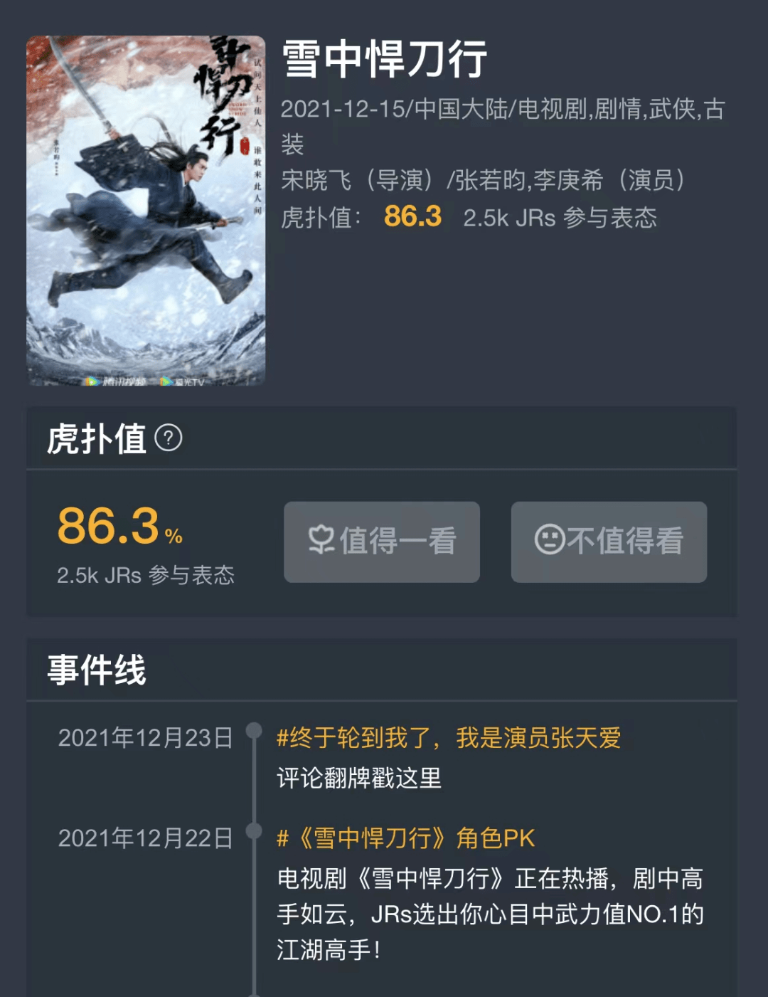 武打|《雪中悍刀行》降至5.8分，直男们却认可了