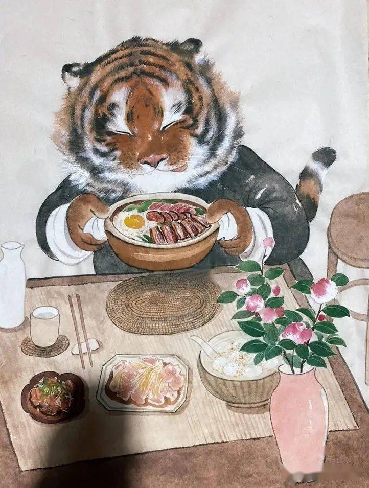 小老虎吃饺子卡通图片图片